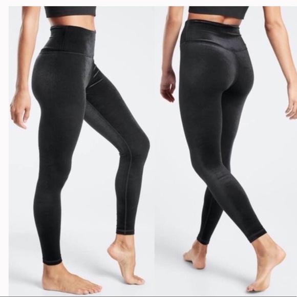 Athleta Pants - Athleta Chaturanga Black Velvet Tight Leggings